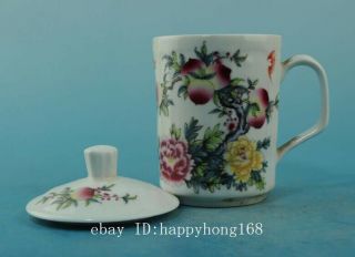 Chinese old porcelain famille rose peach patterns teacup /Guangxu mark 45 b02 5