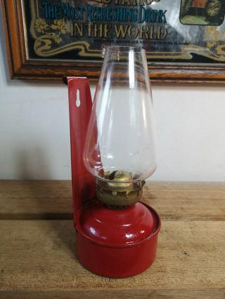 Vintage Small Red Pixie Wall Hanging Oil / Paraffin Lamp