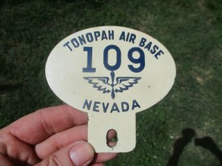 Rare Vintage World War 2 Wwii Tonopah Air Base Nevada Tag Topper License Plate