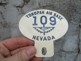 RARE VINTAGE WORLD WAR 2 WWII TONOPAH AIR BASE NEVADA TAG TOPPER LICENSE PLATE 3