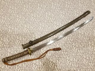 WWII JAPANESE ARMY NCO SWORD W/ TASSEL/ MATCHING NUMBERS ON BLADE AND SCABBARD 2