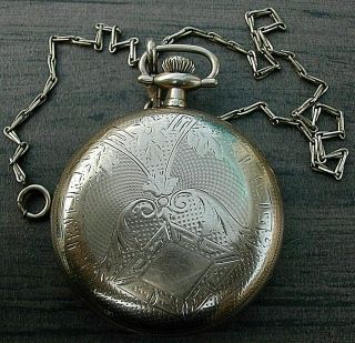 Elgin 10k Gold Filled Case Pocket Watch & Chain Old but date unknown Runs 4