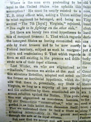 1862 Civil War newspaper w early detailed MAP of the state of WEST VIRGINIA 3
