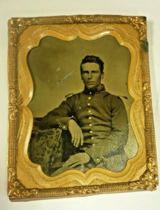Vintage Civil War Union Army Soldier Tintype,  2 " X 2 1/2 " Image