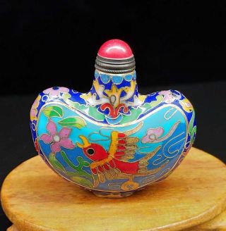 Old Peking Handmade Painted Brass Cloisonne Enamel Snuff Bottles Exquisite