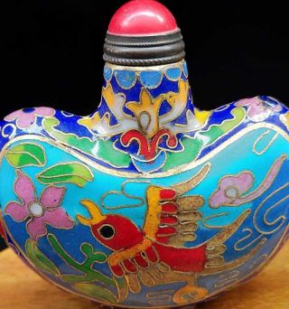 old peking Handmade Painted Brass Cloisonne Enamel Snuff Bottles Exquisite 2