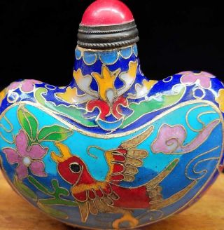 old peking Handmade Painted Brass Cloisonne Enamel Snuff Bottles Exquisite 4