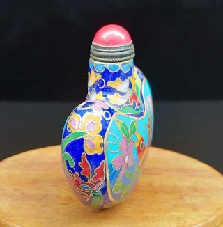 old peking Handmade Painted Brass Cloisonne Enamel Snuff Bottles Exquisite 5