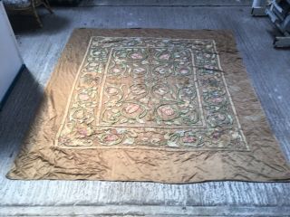 Antique Or Vintage Silk ? Tapestry Throw Bed 19th Century ?