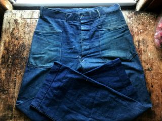 RARE 1930s USN VINTAGE DENIM DUNGAREES JEANS WWII • US NAVY 2