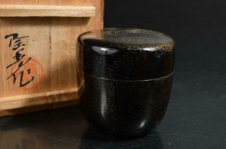 T1646: Japanese Wooden Lacquer Ware Tea Caddy Natsume W/box Tea Ceremony