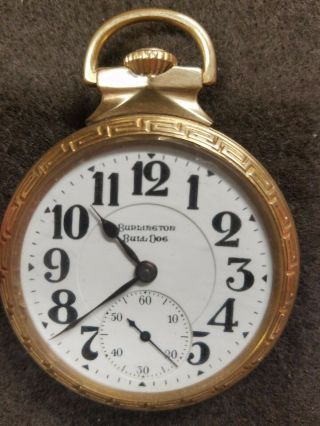 Antique Burlington Bulldog Pocket Watch 14kt Gf 21 Jewels Sn 5077481