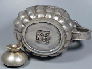 Tibet Collectable Auspicious Handwork Miao Silver Carve Sheep Wealthy Tea Pot 5
