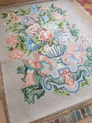 Large Vintage Wool Tapestry Piece urn of flowers and birds 3