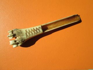 Antique Apple Corer Made Of Bone 4.  1/4 Inches Long In A Well Aged.