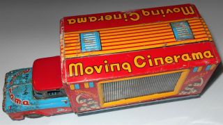 Rare Vintage Made in JAPAN Tin MOVING CINERAMA Animated Toy Truck Unique 5