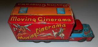 Rare Vintage Made in JAPAN Tin MOVING CINERAMA Animated Toy Truck Unique 7