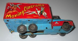 Rare Vintage Made in JAPAN Tin MOVING CINERAMA Animated Toy Truck Unique 8