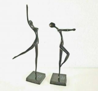 Bodrul Khalique Bronze Ballerina Statues Two Ballet Dancer Modernist Sculptures