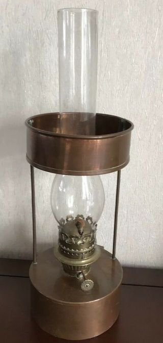 Vintage Antique Copper Duplex Lamp By Sherwood