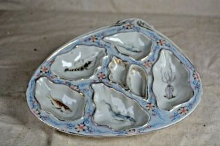 Antique Upw Or Limoges Oyster Plate Squid Crawfish Hand Painted - No Res A