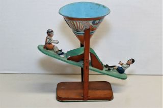 Vintage J.  Chein Tin Litho " Busy Mike " See Saw Beach Sand Toy,  1930 