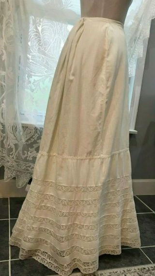 Victorian Era Lace Petticoat With Train And Bustle Dimension - Drawstring Waist