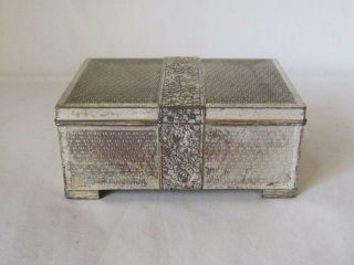 Art Deco Cigarette Box In Silver Plated Antimony: 1950s Japanese : Wood Lined