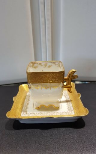 JPL Jean Pouyat limoges france white and gold encrusted demitasse cup 3
