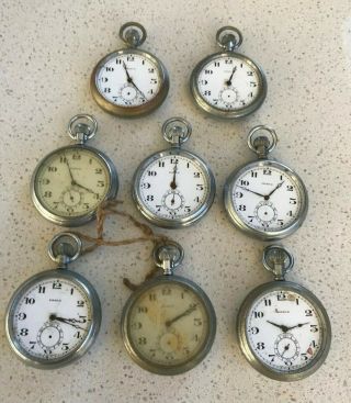 8 Vintage C.  1940s Pierce Australian Military Pocket Watches