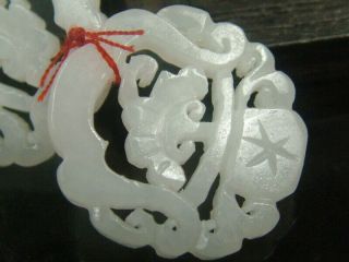 Antique Chinese Celadon Nephrite HETIAN Jade a ear Lotus - Pendants 3