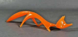 1950 Bauhaus Mid - Century Modernist Abstract Fox Figurine Hard Plastic Orange