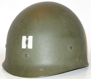 WWII US Army Firestone M1 Helmet Liner Captain rank marked 2