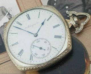 Qa4: Rare 1899 Sidewinder Elgin 12s Serious Deco 14k W Gold Fl Pocket Watch