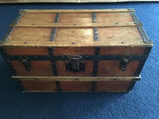 19th Century Antique Steamer Trunk Stage Coach Travel Chest/luggage Toy Chest