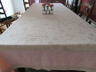 Williams Sonoma Jacquard Tablecloth 48 Linen 52 Cotton 70x108 Pink Butterfly