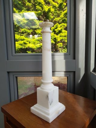Massive Antique Victorian Marble Style 40cm Oil Lamp Base Column 23mm Undermount