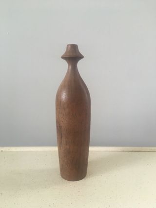 Vintage Mid Century Modern Turned Wooden Vase By W.  Shwab