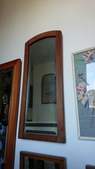 Antique Rustic Pine Wood Old Wall Mirror Shabby Chic Rectangular Bevel Edged