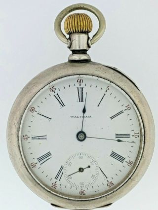 Vintage Waltham Coin Silver Pocket Watch - Running Well