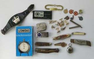 Vintage Personal Effects Seiko Graphic Time Leonidas Trackmaster Pocket Knives