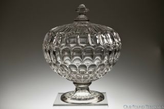 Ca.  3q 1800s Argus Bakewell,  Pears & Co Flint Crystal Covered Compote