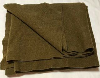 Bigalow USA 1943 Army 100 Wool Green Blanket Size 70” X 56” I See No Holes 2