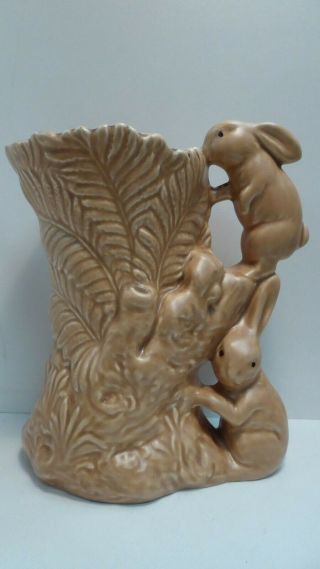 Vintage Sylvac Rabbit Handle Jug Pitcher Vase 1318 Made England Statue Figurine