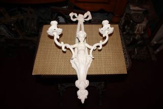 Vintage Victorian Style Angel Cherub Double Arm Wall Sconce Candle Holder - 2