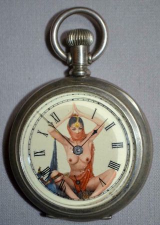 And Rare 1906 American Waltham 18 Size 17 Jewels Erotic Pocket Watch.