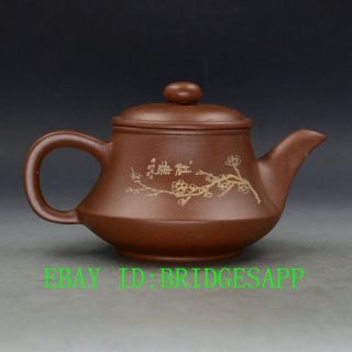 China Yixing Zisha Hand - Carved Plum Blossom Teapot Made By Zhou Zhichen B03