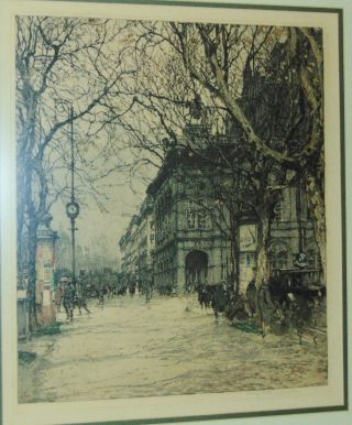 Luigi Kasimir Etching 1927 Vienna Opera House Framed Signed