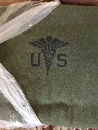 Old Stock U.  S.  Military Olive Wool Medical Blanket