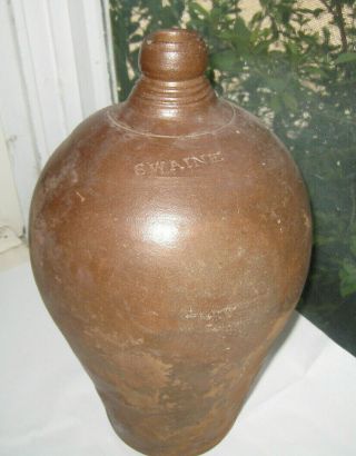 1800s Thomas & Robert Swaine Sutton Heath Ovoid Jug English Brown Stoneware